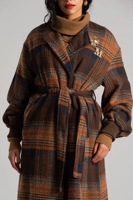 Παλτό Εμπριμέ Καρώ Μοτίβο