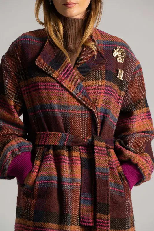 Παλτό Εμπριμέ Καρώ Μοτίβο