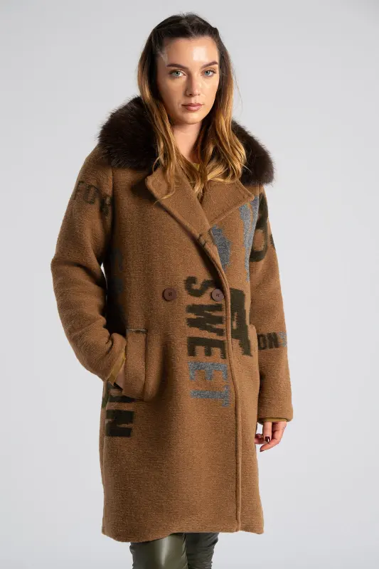 Παλτό Γούνινος Γιακάς Letters