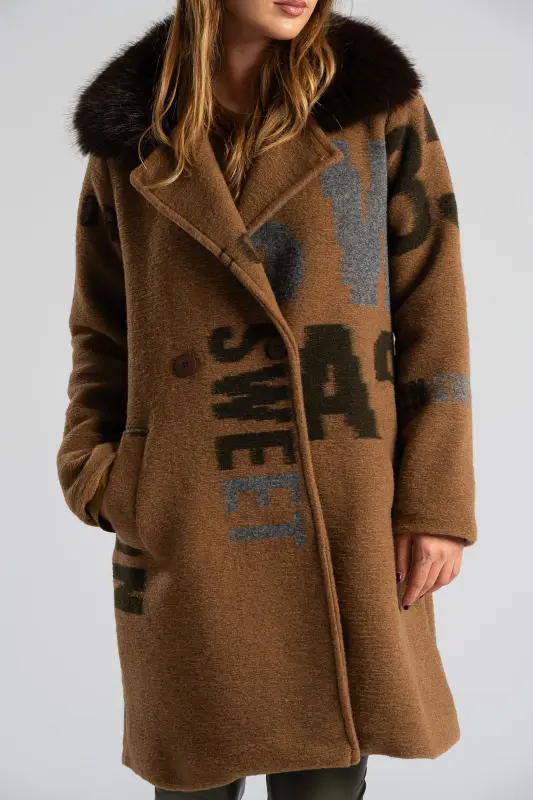 Παλτό Γούνινος Γιακάς Letters