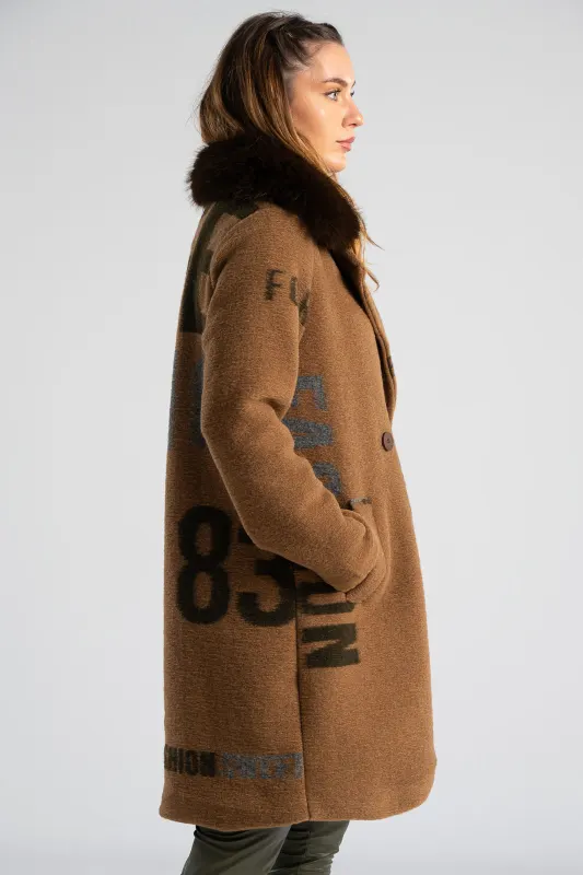 Παλτό Γούνινος Γιακάς Letters