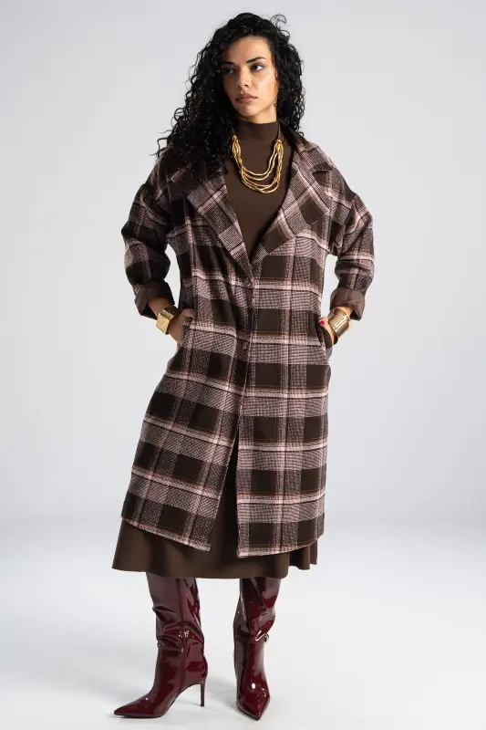 Παλτό Καρώ Ιδιαίτερα Κουμπιά