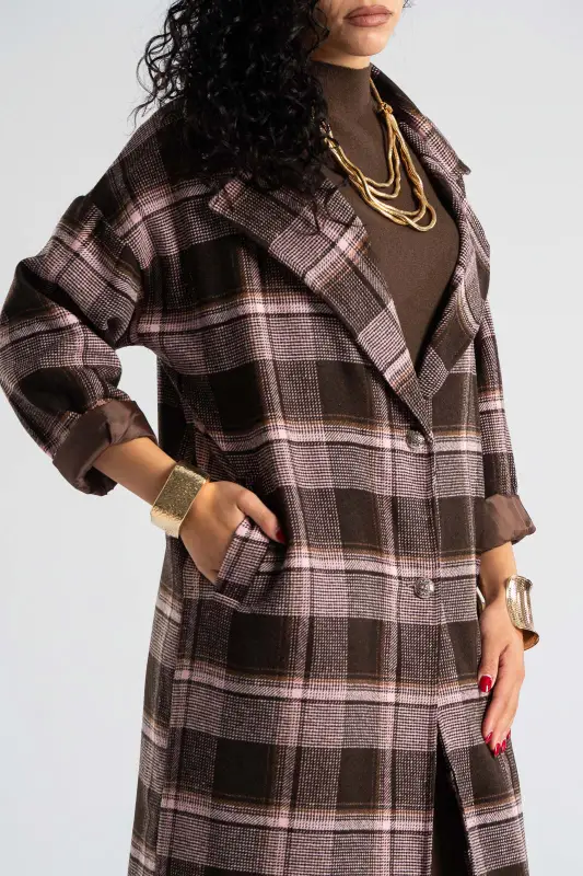 Παλτό Καρώ Ιδιαίτερα Κουμπιά