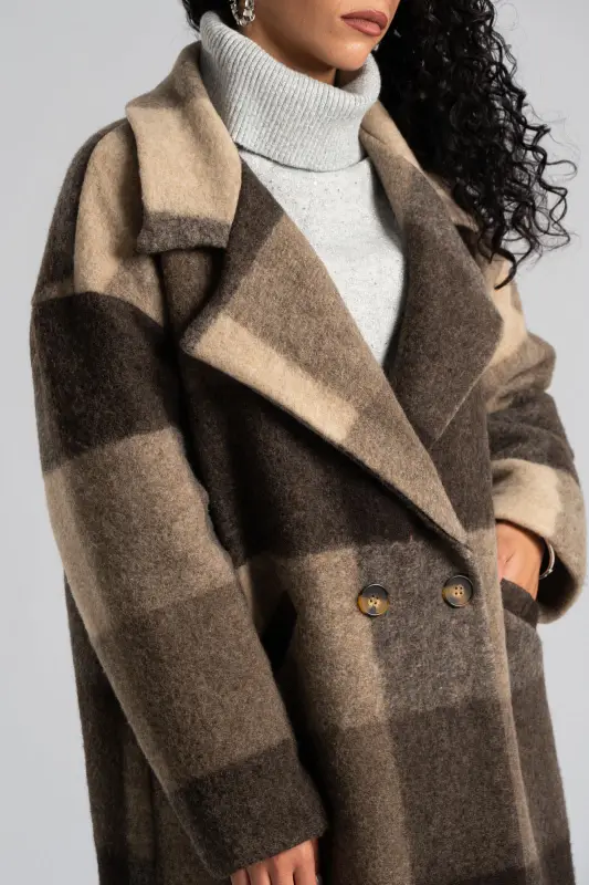 Παλτό Καρώ Midi