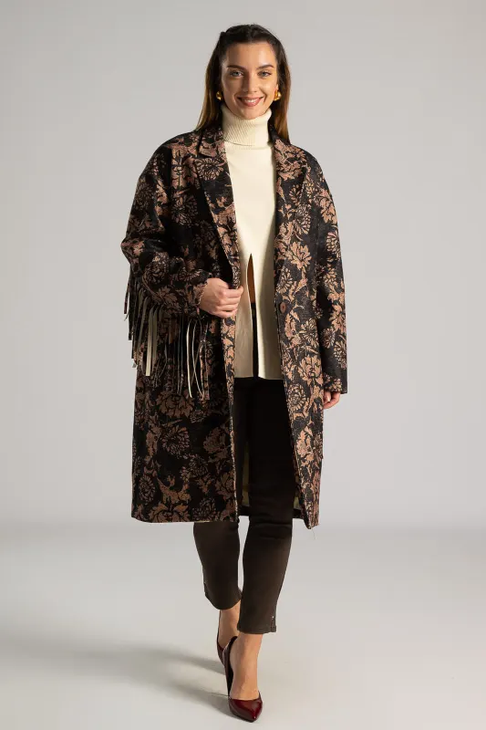 Coat Long Fringes Flowers