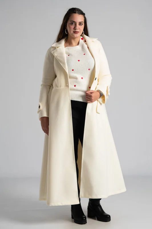 Coat Maxi Decorative Buttons Sleeves