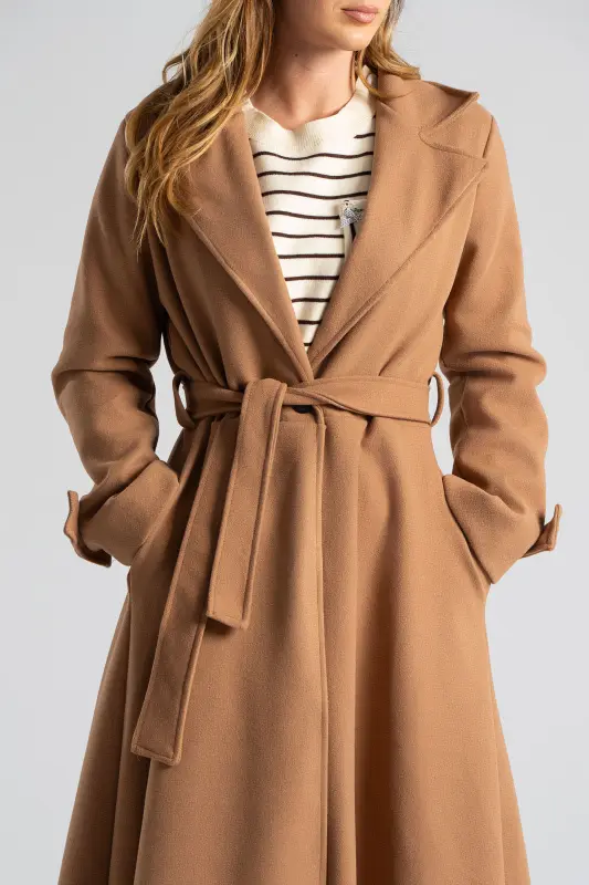 Coat Maxi Decorative Buttons Sleeves