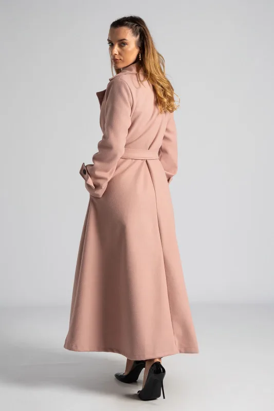 Coat Maxi Decorative Buttons Sleeves