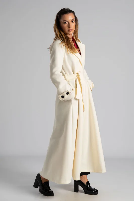 Coat Maxi Decorative Buttons Sleeves