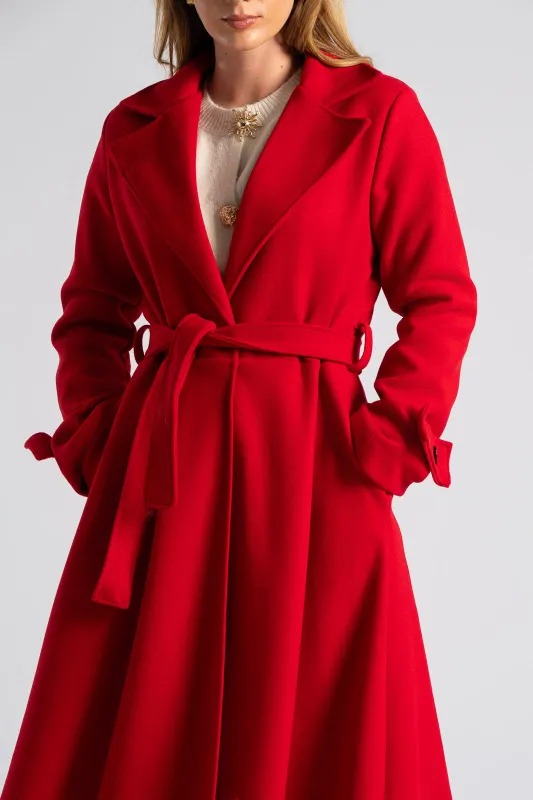 Coat Maxi Decorative Buttons Sleeves