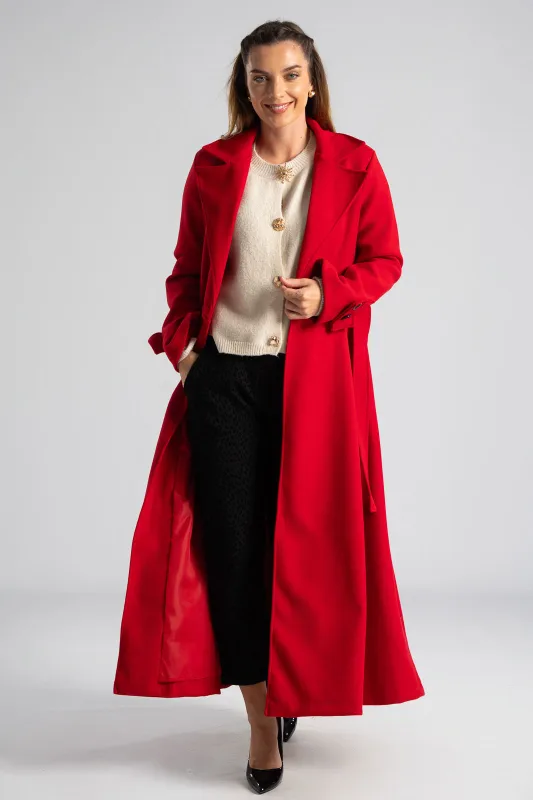 Coat Maxi Decorative Buttons Sleeves