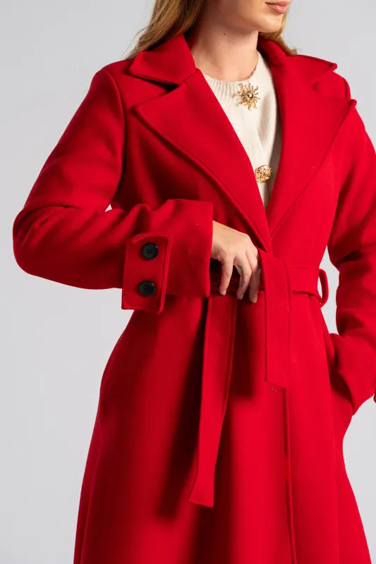 Coat Maxi Decorative Buttons Sleeves