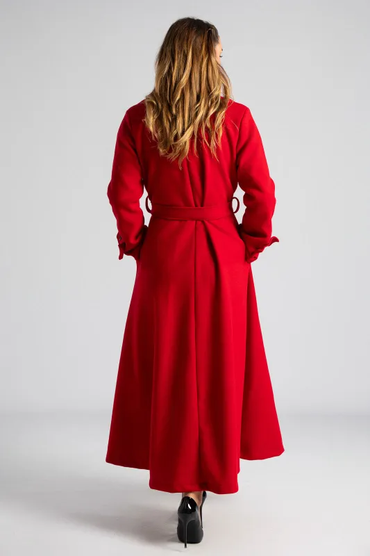 Coat Maxi Decorative Buttons Sleeves