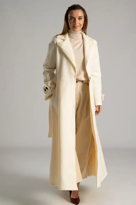 Coat Maxi Decorative Buttons Sleeves