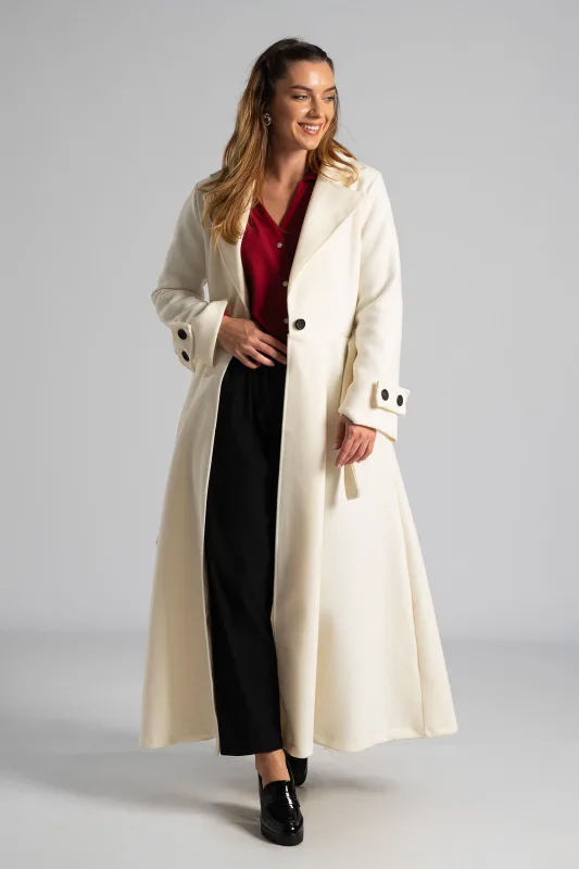 Coat Maxi Decorative Buttons Sleeves