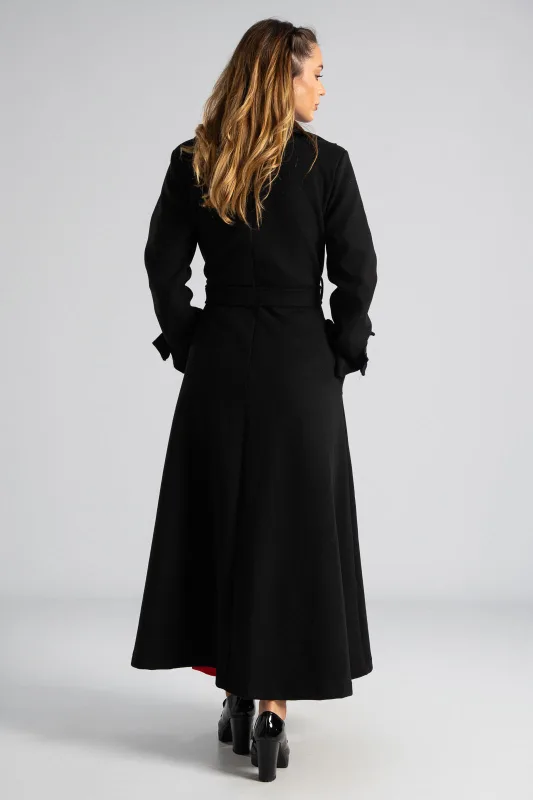 Coat Maxi Decorative Buttons Sleeves