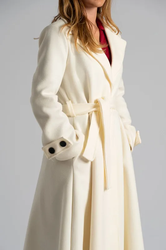 Coat Maxi Decorative Buttons Sleeves