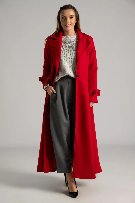 Coat Maxi Decorative Buttons Sleeves