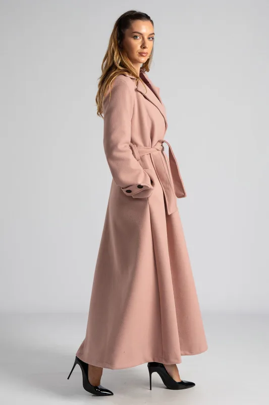 Coat Maxi Decorative Buttons Sleeves