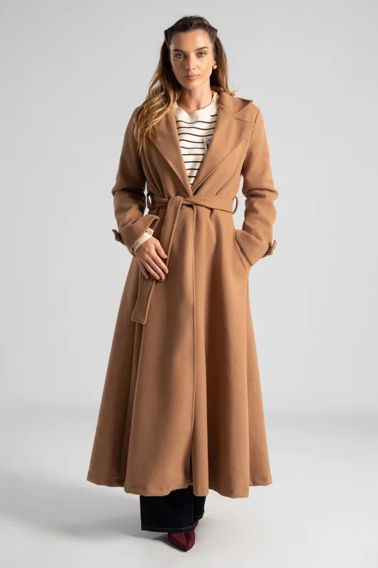 Coat Maxi Decorative Buttons Sleeves