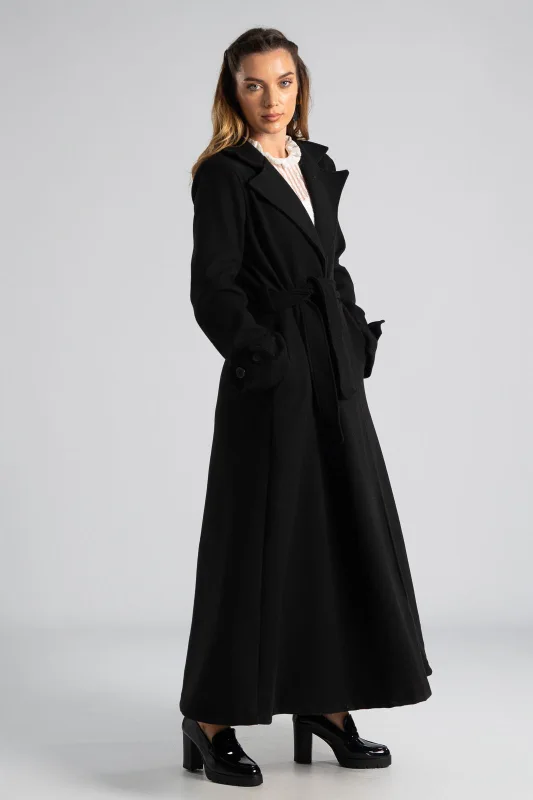 Coat Maxi Decorative Buttons Sleeves