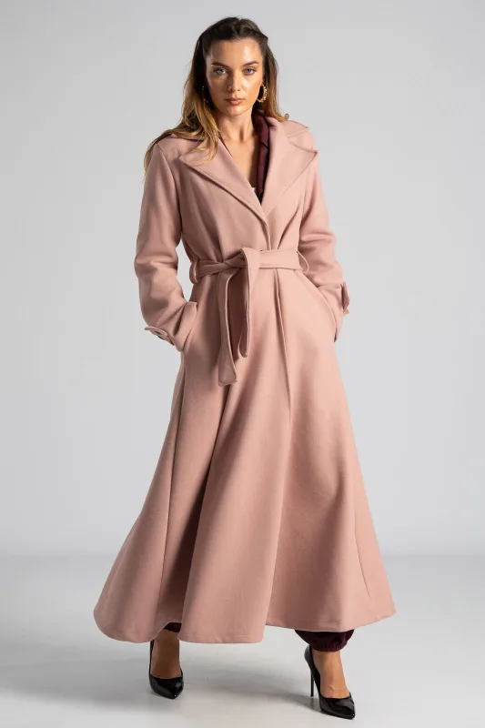 Coat Maxi Decorative Buttons Sleeves