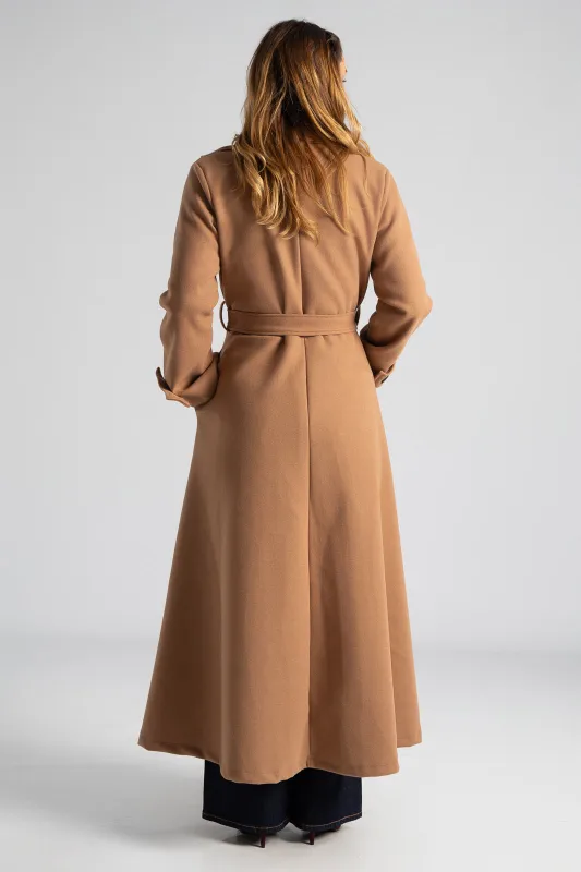 Coat Maxi Decorative Buttons Sleeves