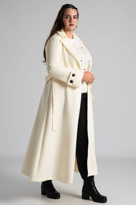 Coat Maxi Decorative Buttons Sleeves