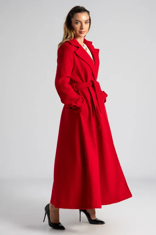 Coat Maxi Decorative Buttons Sleeves