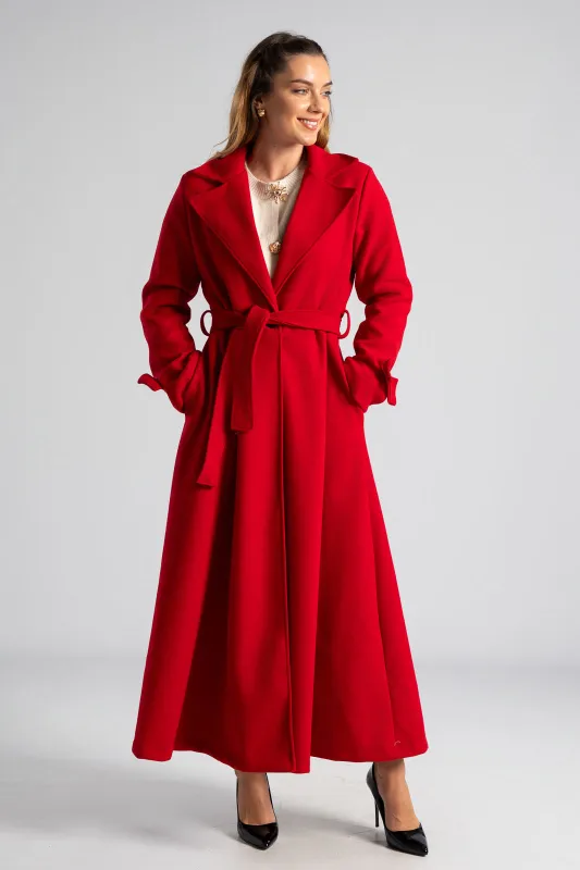 Coat Maxi Decorative Buttons Sleeves