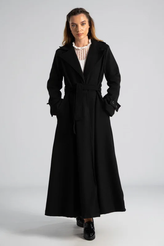 Coat Maxi Decorative Buttons Sleeves