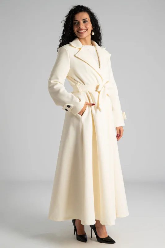 Coat Maxi Decorative Buttons Sleeves