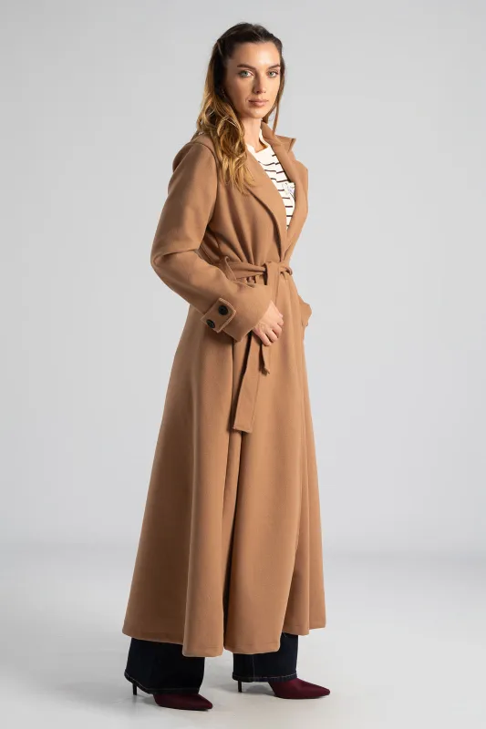 Coat Maxi Decorative Buttons Sleeves