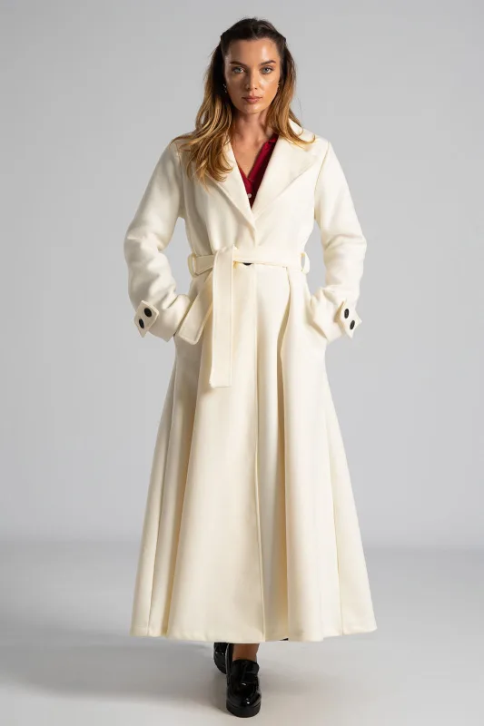 Coat Maxi Decorative Buttons Sleeves