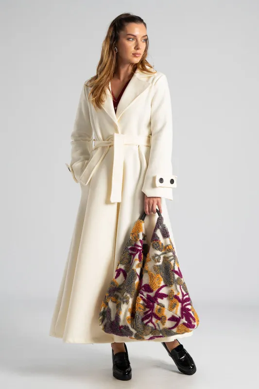 Coat Maxi Decorative Buttons Sleeves