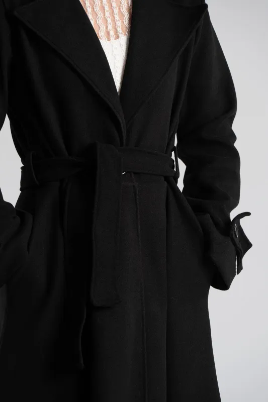 Coat Maxi Decorative Buttons Sleeves