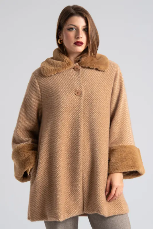 Coat Solid Color Furry Details