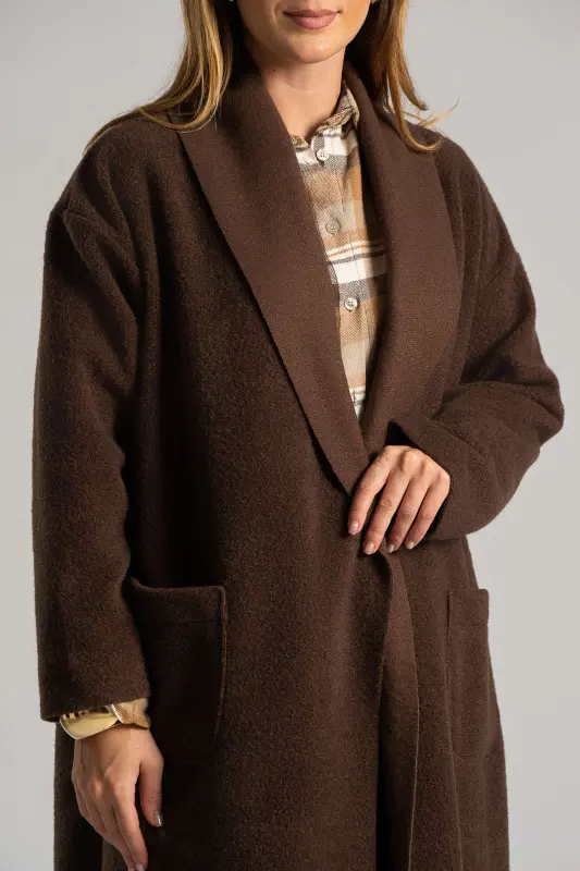 Coat-Cardigan Solid Color Pockets
