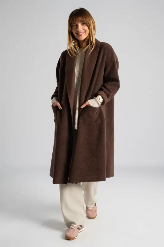 Coat-Cardigan Solid Color Pockets