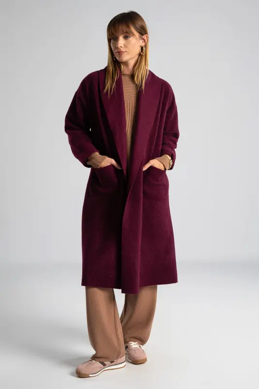 Coat-Cardigan Solid Color Pockets