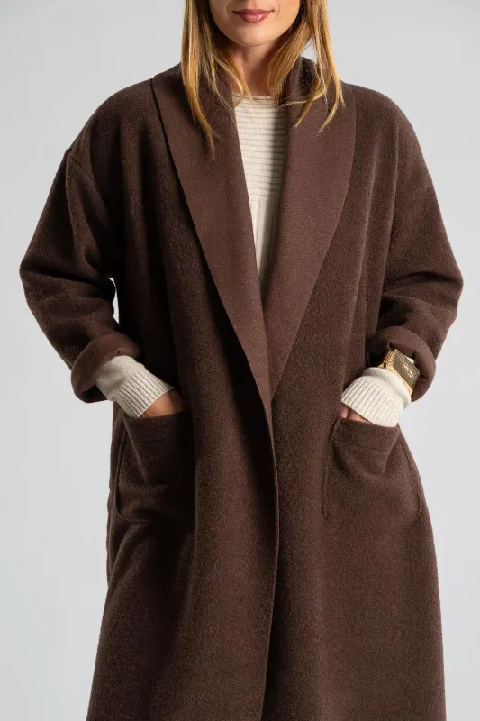 Coat-Cardigan Solid Color Pockets