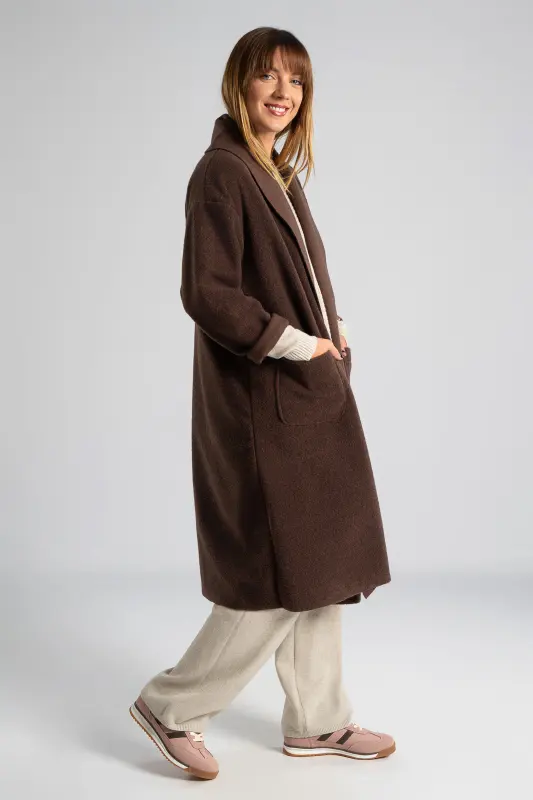 Coat-Cardigan Solid Color Pockets