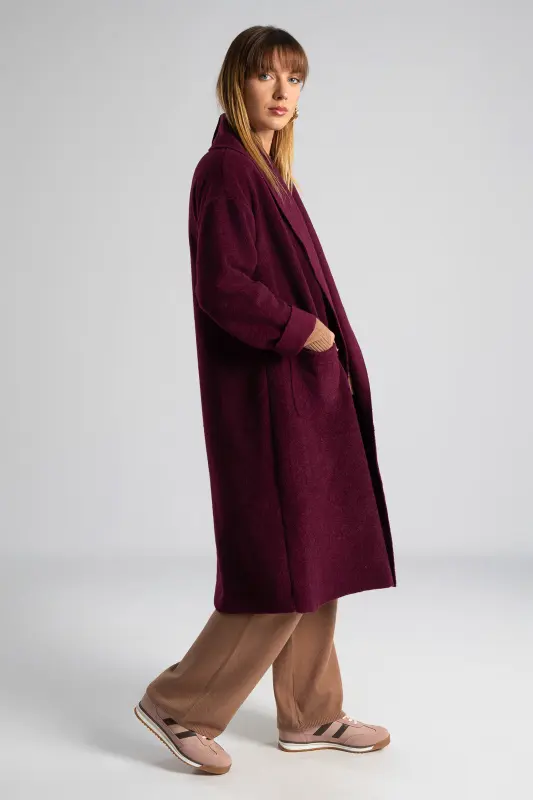 Coat-Cardigan Solid Color Pockets