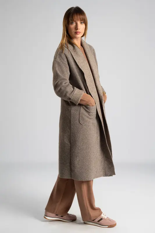 Coat-Cardigan Solid Color Pockets