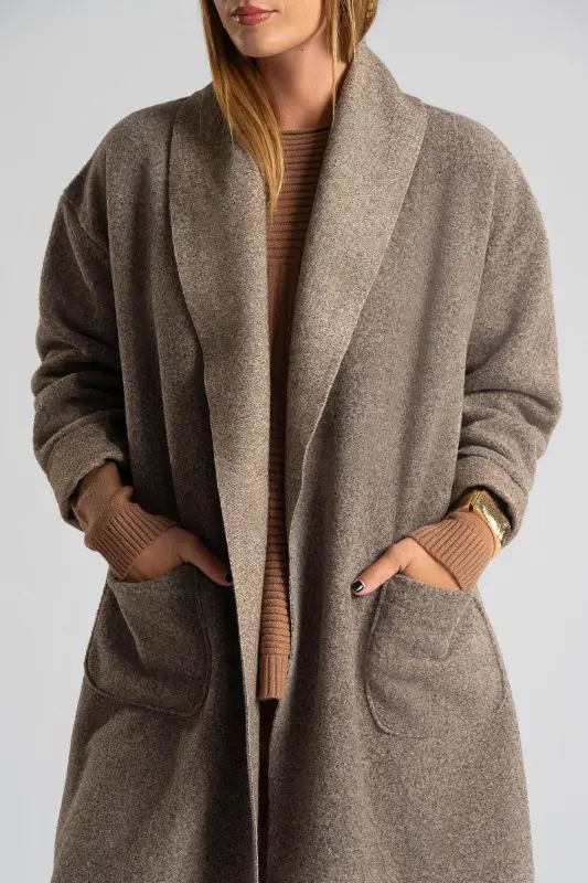 Coat-Cardigan Solid Color Pockets
