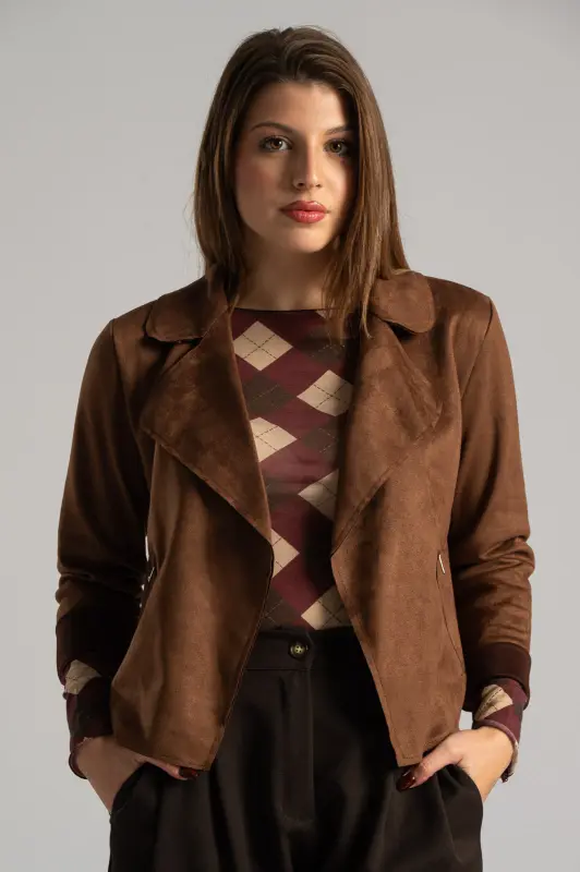 Πανωφόρι Cropped Σουέτ