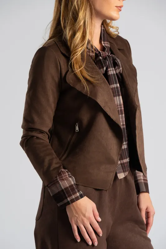 Πανωφόρι Cropped Σουέτ