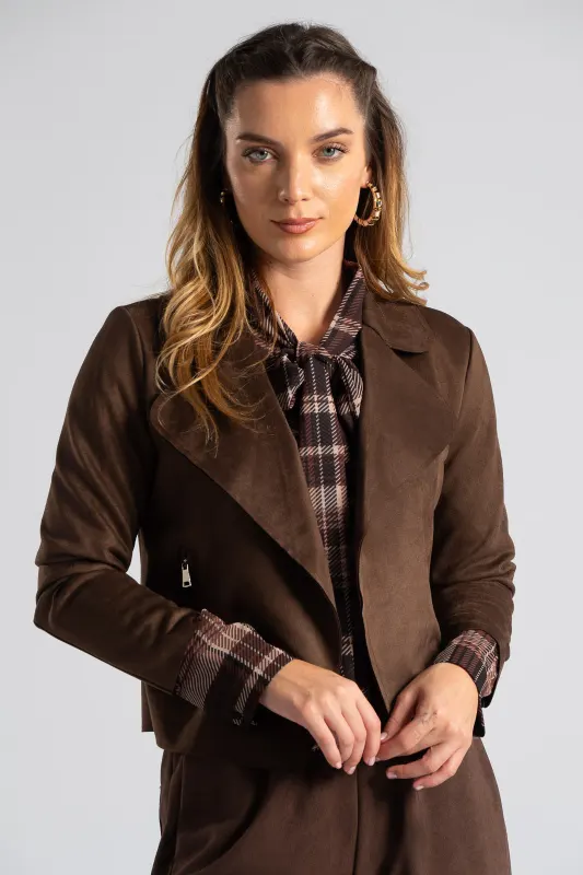 Πανωφόρι Cropped Σουέτ