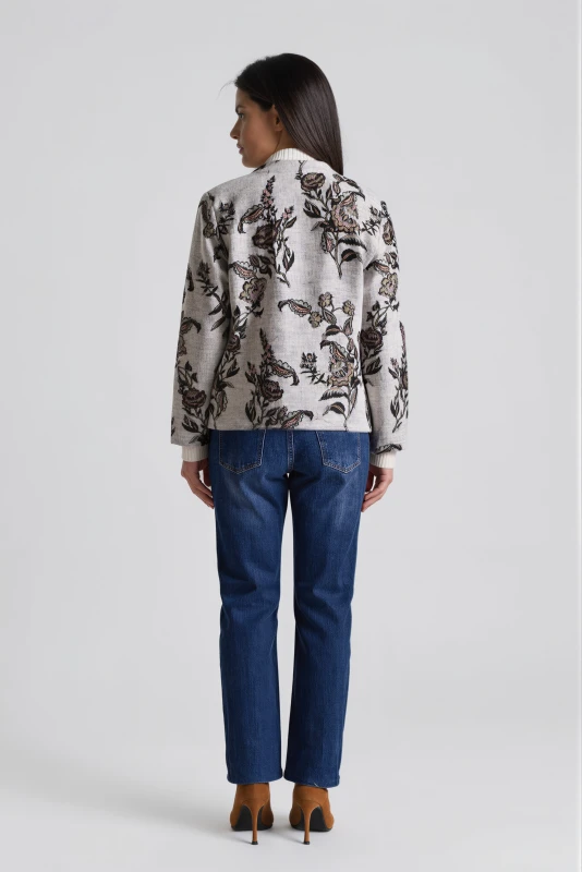Πανωφόρι Floral με Mao Γιακκά