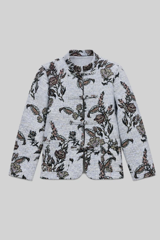 Πανωφόρι Floral με Mao Γιακκά